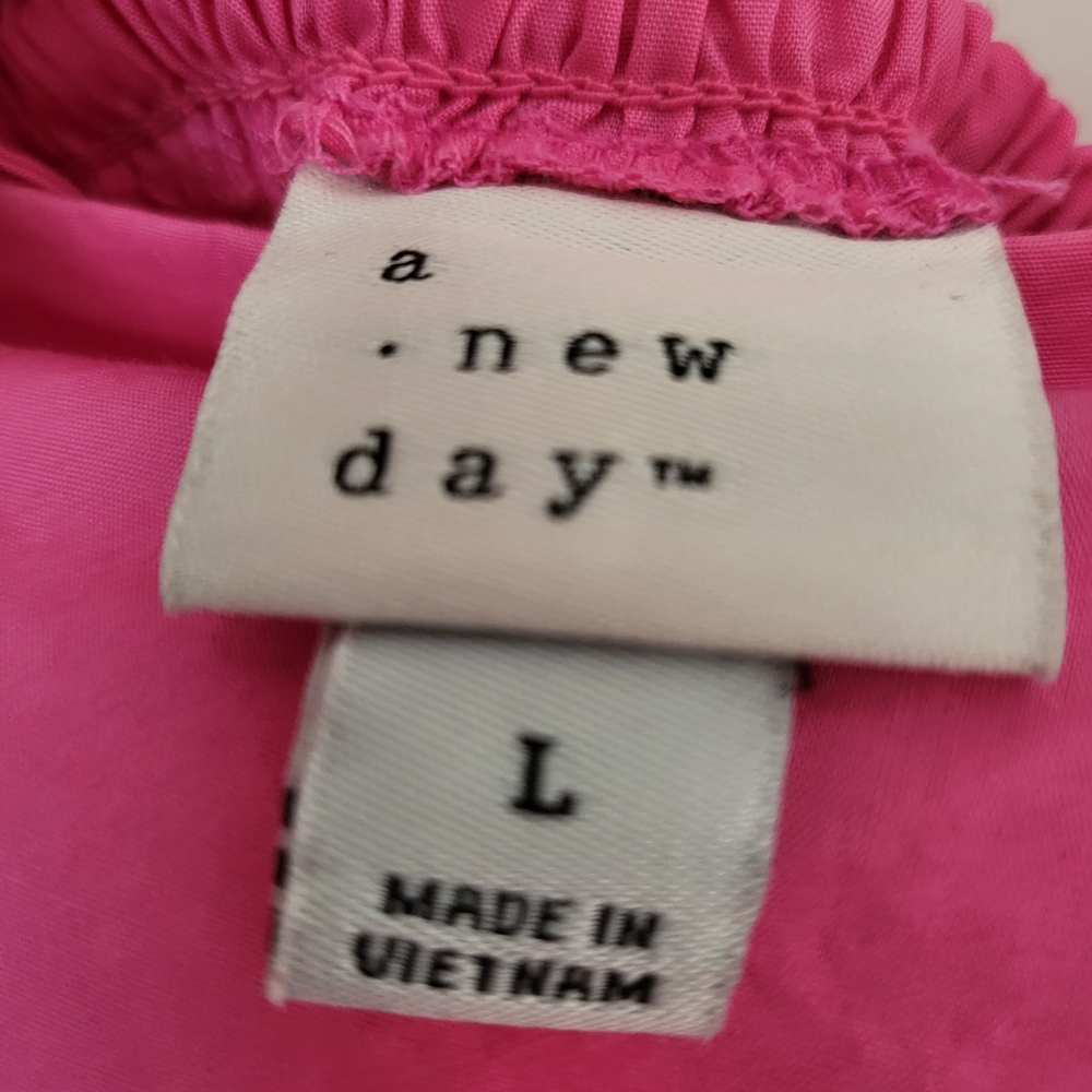 a new day Pink Tiered Babydoll Dress Balloon Sleeves Size L - Picture 3 of 11